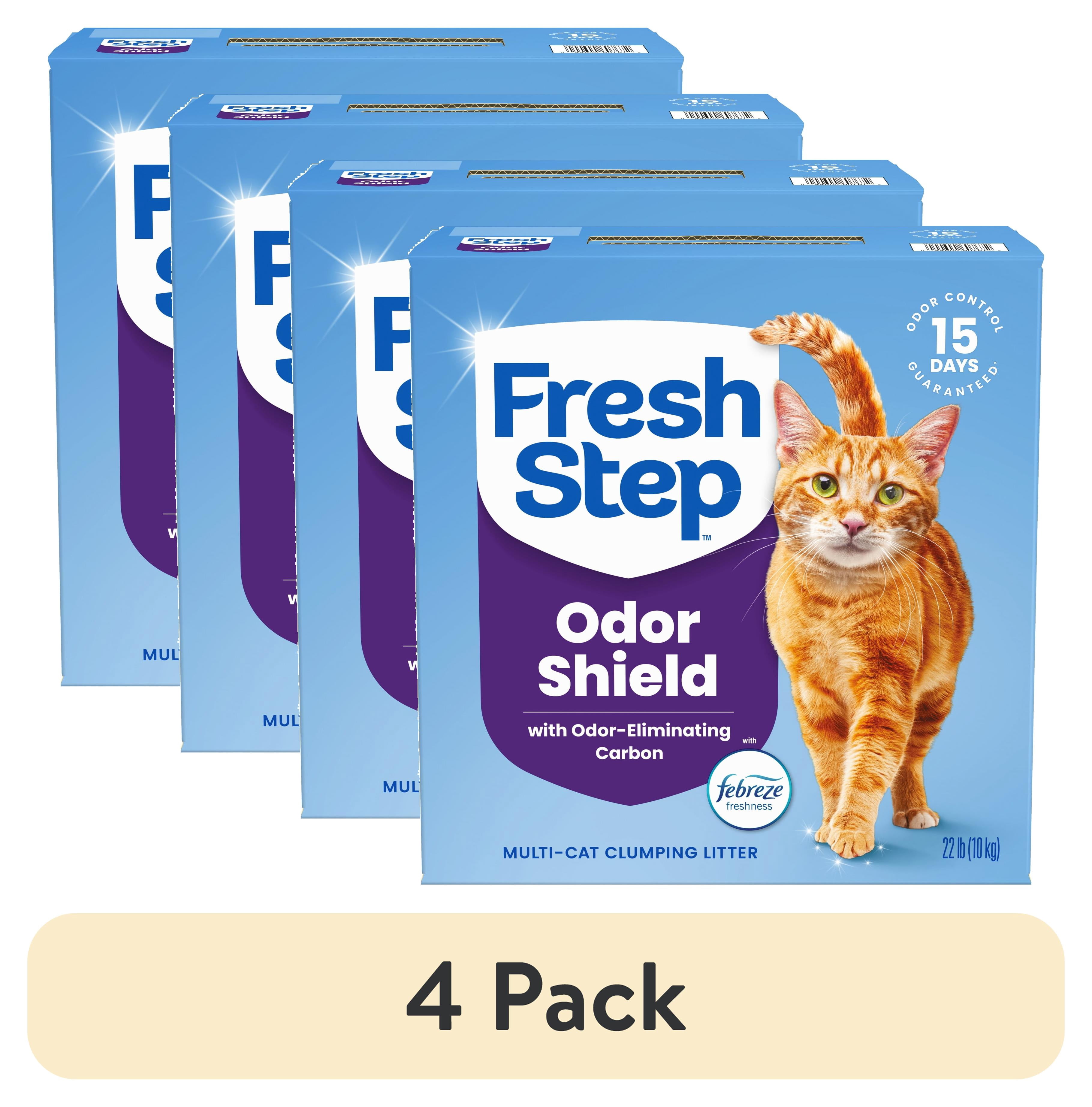 (4 pack) Fresh Step Odor Shield Multi-Cat Clumping Cat Litter, Febreze Freshness Scent, 22 lb Box