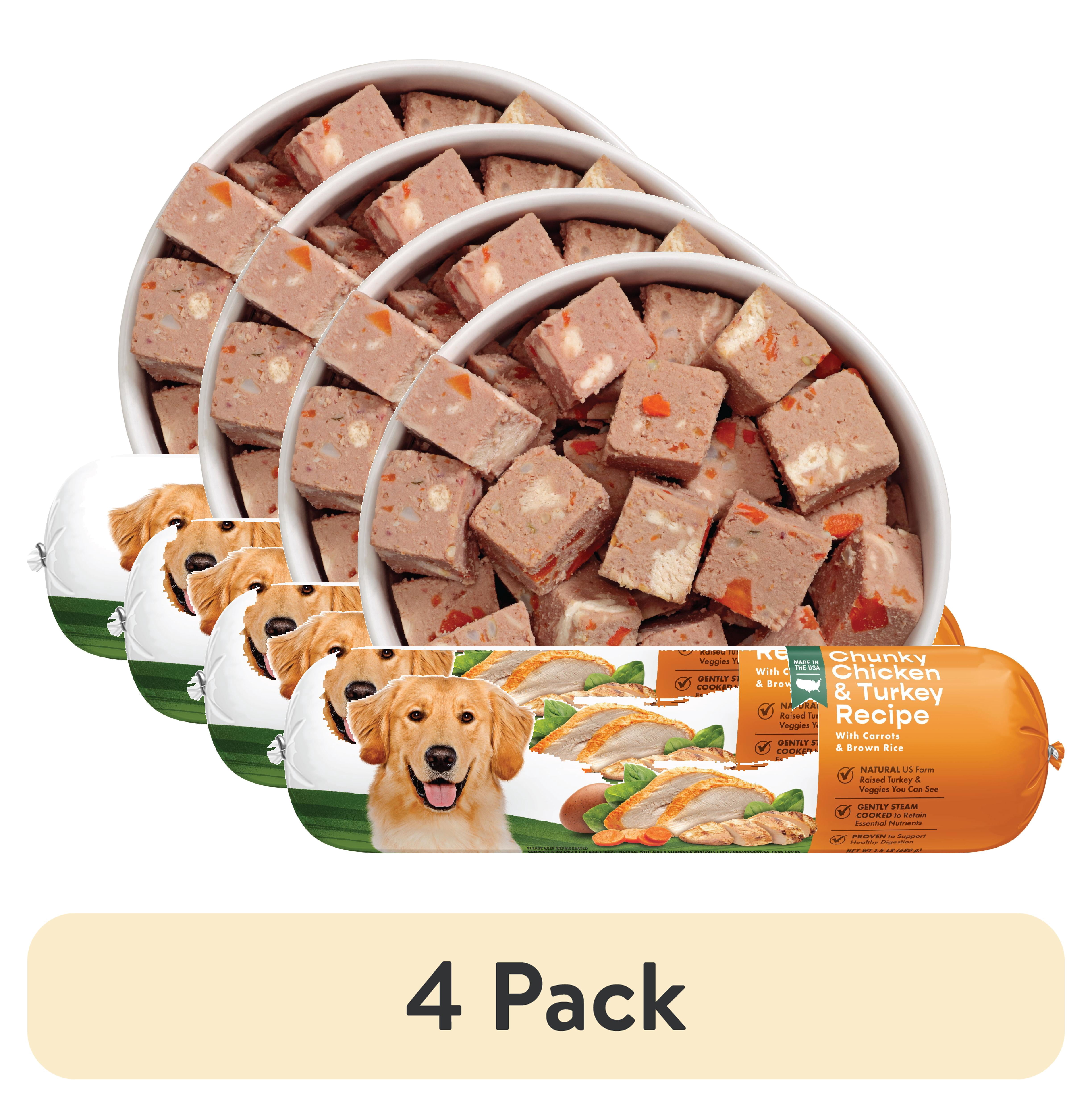 (4 pack) Freshpet Fresh Dog Food, Chunky Chicken & Turkey Recipe, Slice & Serve Roll, 1.5 lb.