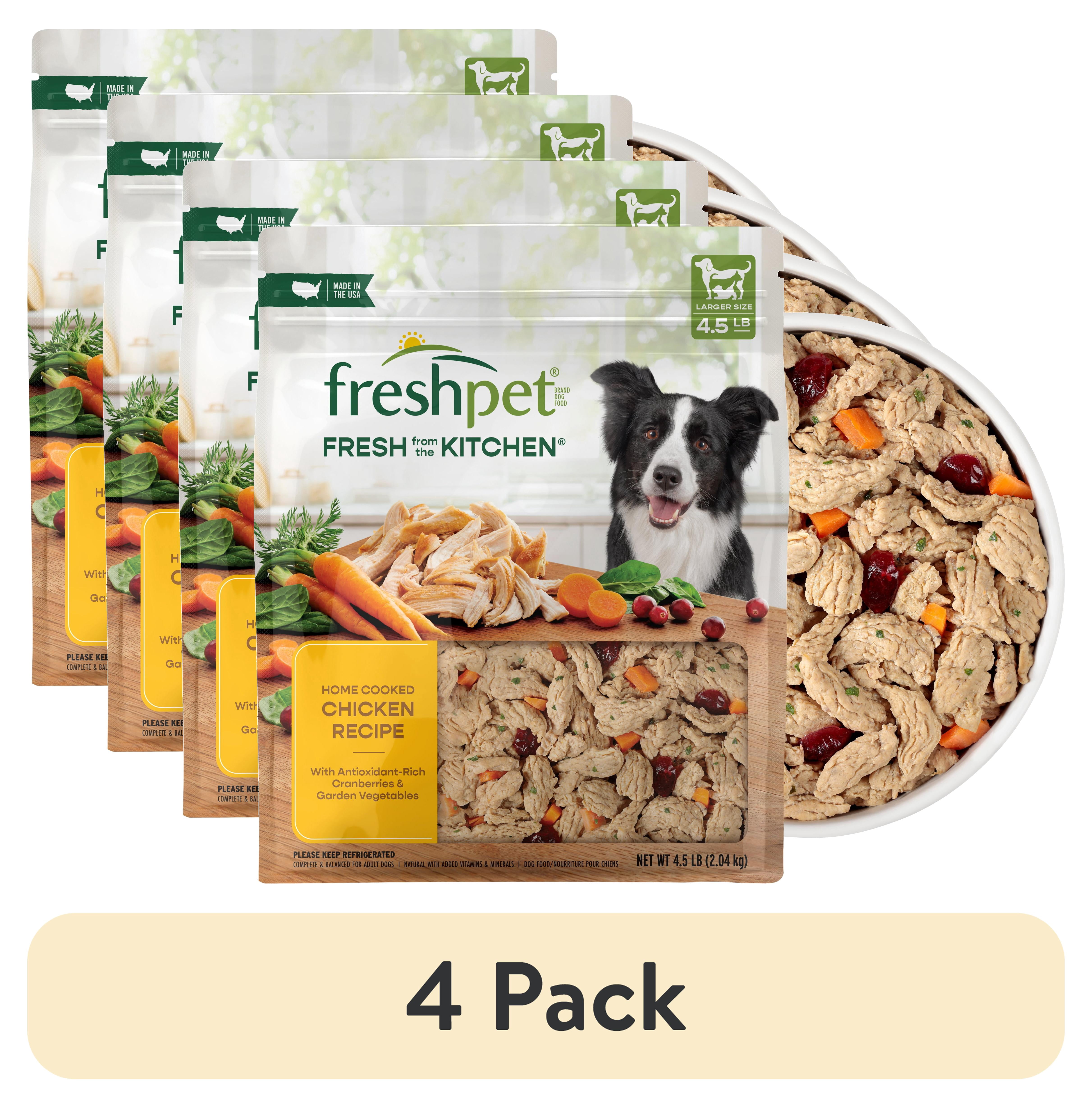 (4 pack) Freshpet Fresh Dog Food, Fresh From The Kitchen, Home Cooked Chicken Recipe, 4.5 lb.