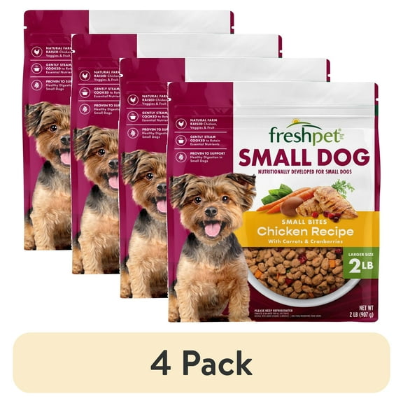 (4 pack) Freshpet Fresh Dog Food, Small Dog Chicken Recipe, Small Bites Freshly Roasted Meals, 2 lb.