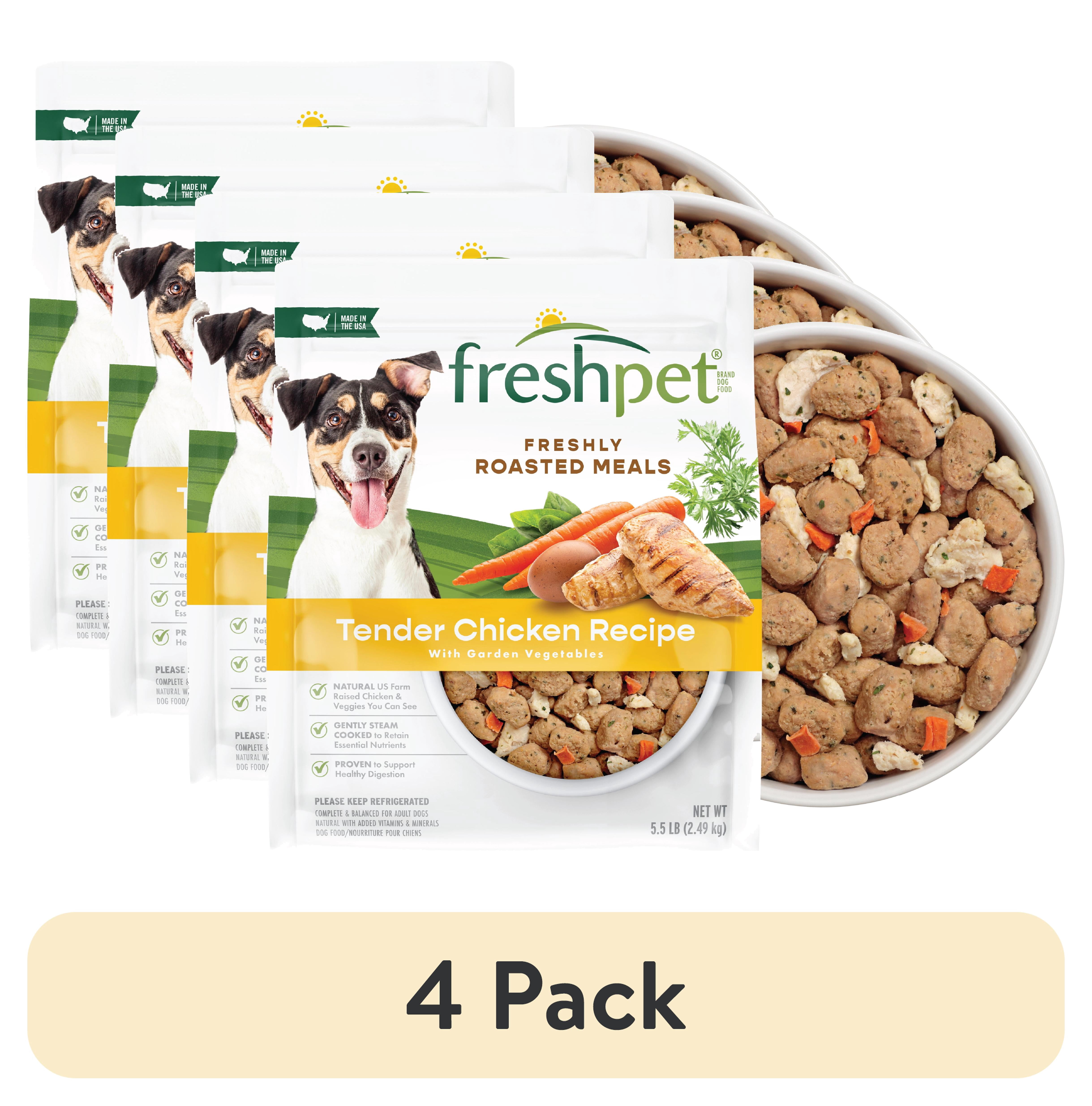 (4 pack) Freshpet Fresh Dog Food, Tender Chicken Recipe, Freshly Roasted Meals, 5.5 lb.