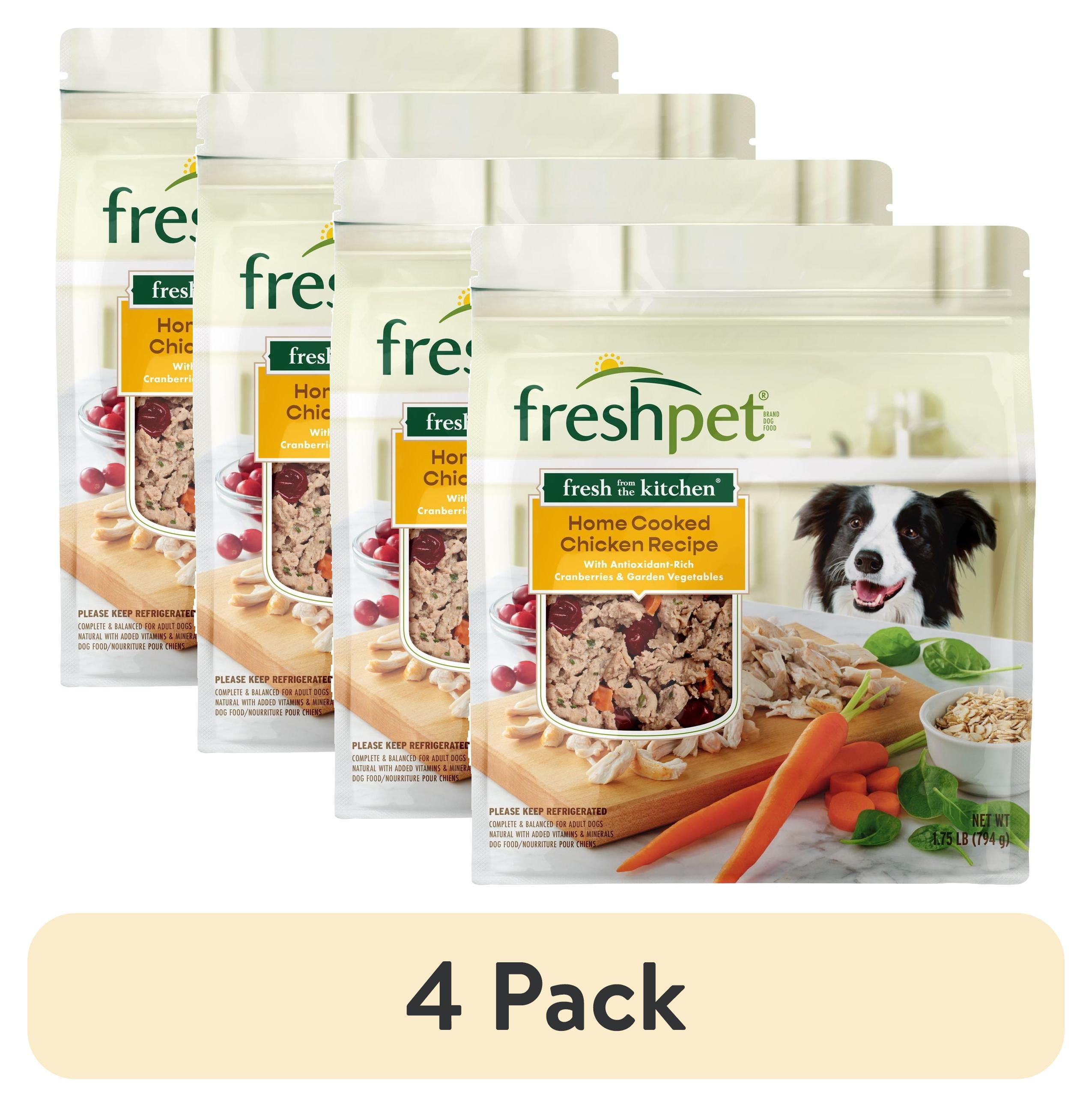(4 pack) Freshpet Fresh Dog Food, Fresh From The Kitchen, Home Cooked Chicken Recipe, 1.75 lb.
