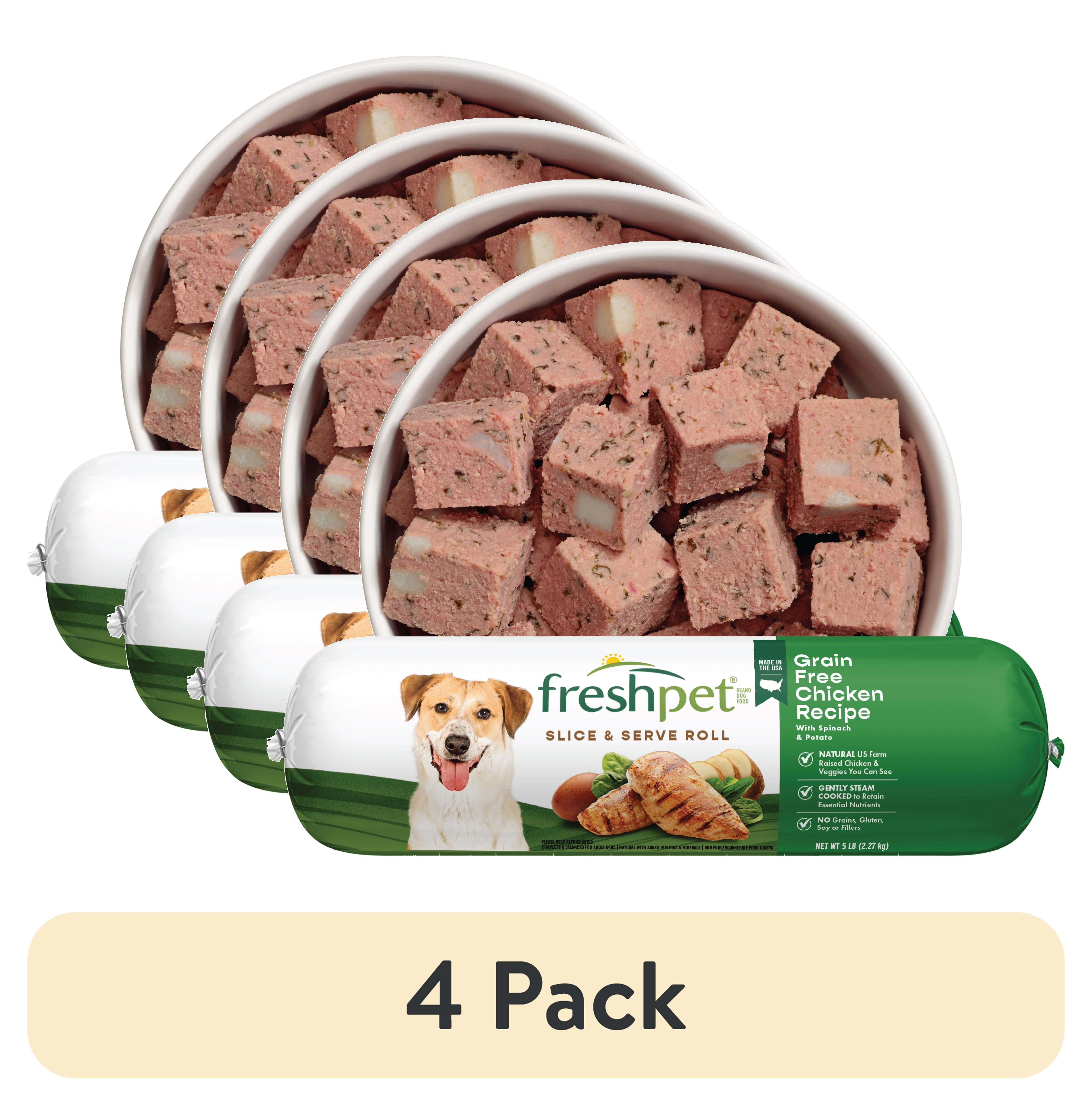 (4 pack) Freshpet Fresh Dog Food, Grain Free Chicken Recipe, Slice & Serve Roll, 5 lb.
