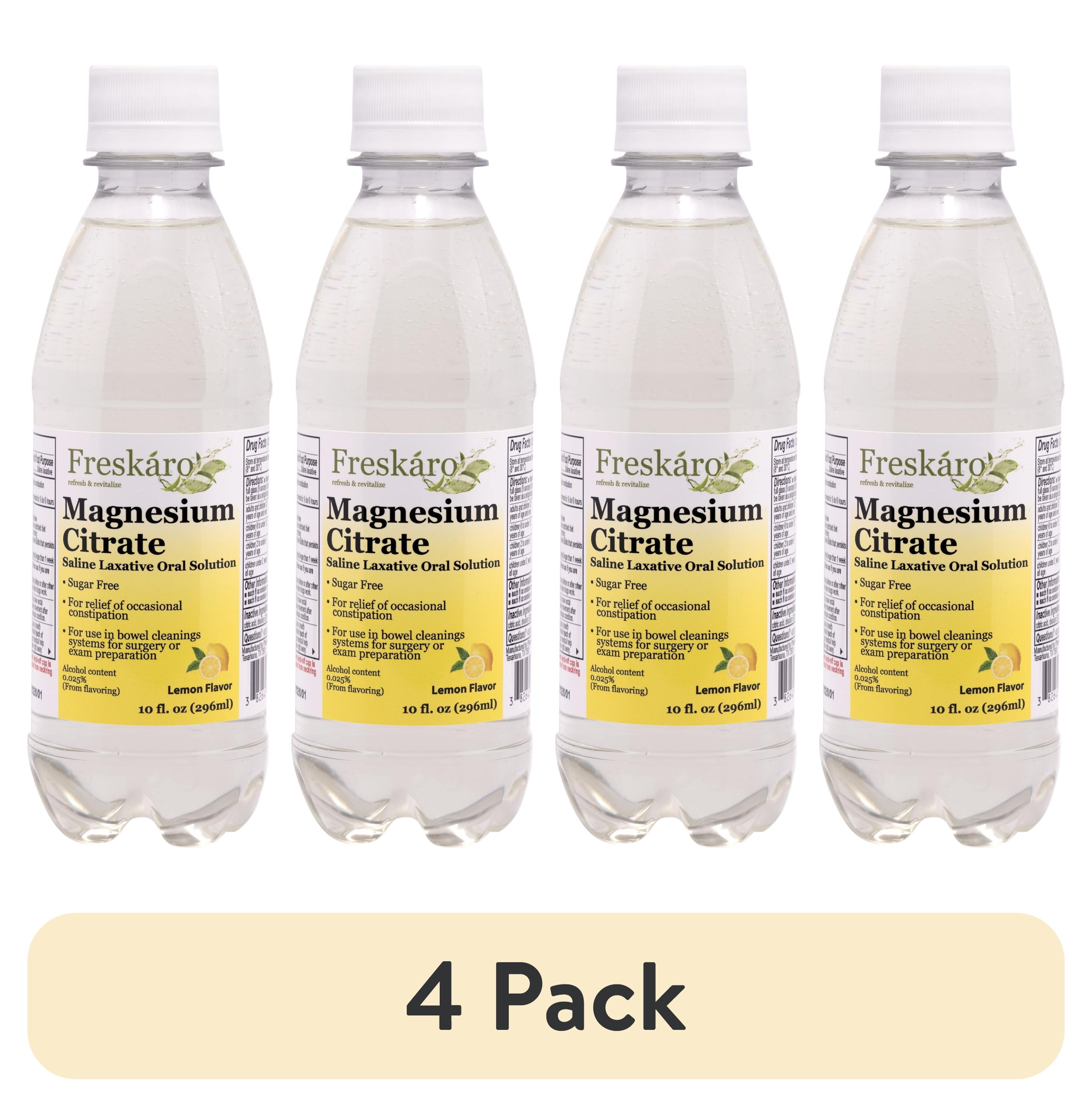 (4 pack) Freskaro Magnesium Citrate Oral Solution 10 oz, Lemon Flavor