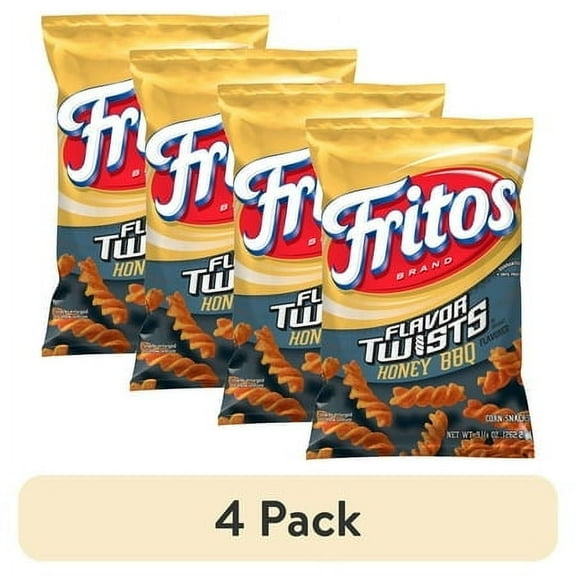 (4 pack) Fritos Flavor Twists Honey BBQ Flavor Corn Snacks, 9.25 Ounce Bag