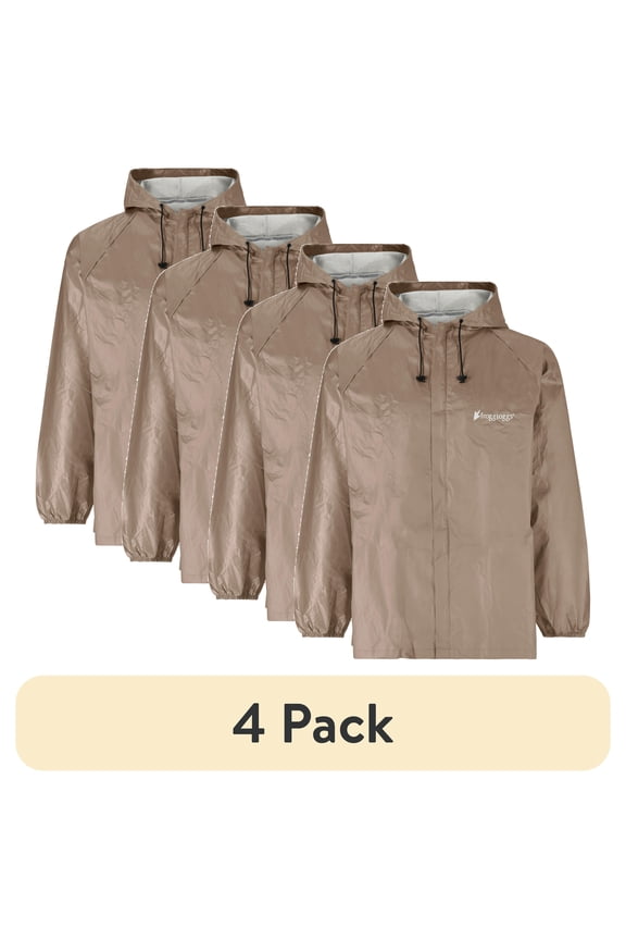 (4 pack) Frogg Toggs Ultra-Lite2 Rain Suit for Men, Lightweight Waterproof Pants and Jacket, Khaki, XL/2X
