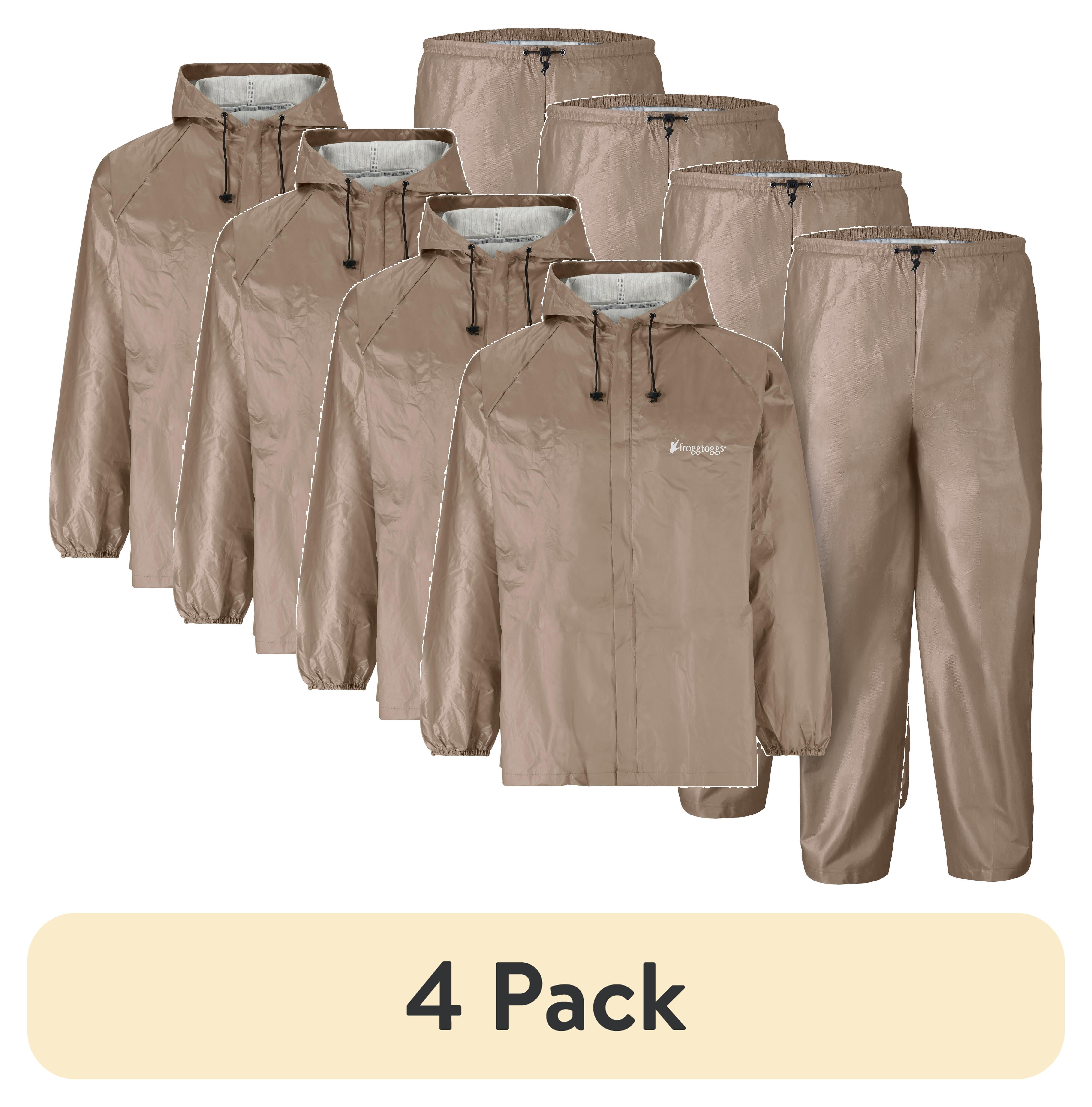 (4 pack) Frogg Toggs Ultra-Lite2 Rain Suit for Men, Lightweight Waterproof Pants and Jacket, Khaki, XL/2X