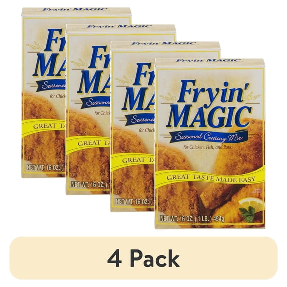 (4 pack) Fryin' Magic? Seasoned Coating Mix for Chicken, Fish, and Pork 16 oz. Box