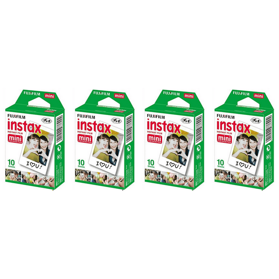(4 pack) Fujifilm Instax Mini Film Single 62 X 46mm/2.5 X 1.8 inches 10 sheets per Pack