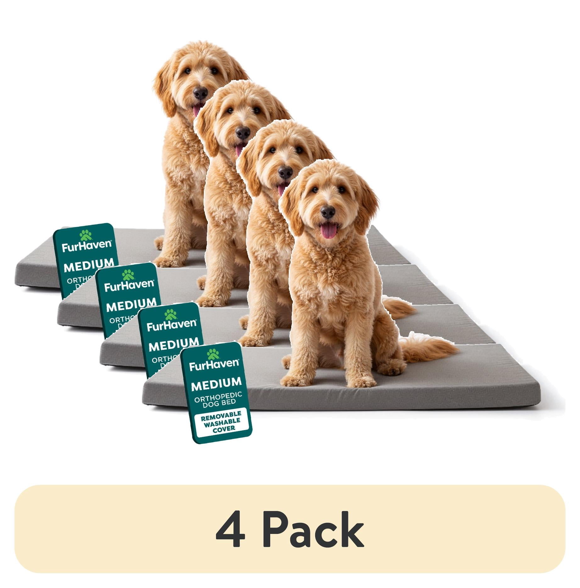 (4 pack) FurHaven Pet Products Mattress Edition Medium Memory Foam Dog Kennel & Crate Mat, Gray