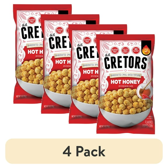 (4 pack) G.H. Cretors Hot Honey Kettle Corn Popcorn, 7 oz Bag