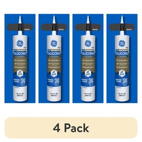 (4 pack) GE Advanced Silicone Window & Door Sealant, Pack of 1, Black 10.1 fl oz Cartridge