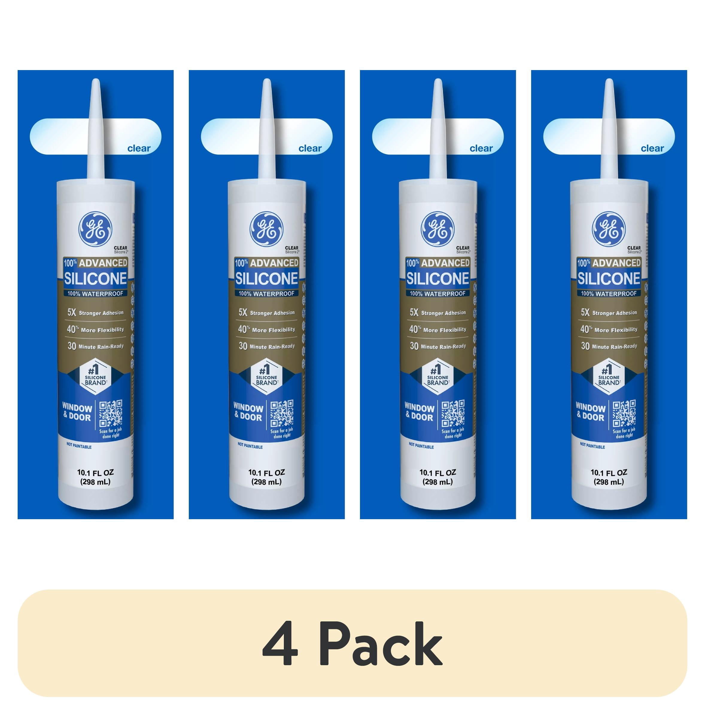 (4 pack) GE Advanced Silicone Window & Door Sealant, Pack of 1, Clear 10.1 fl oz Cartridge