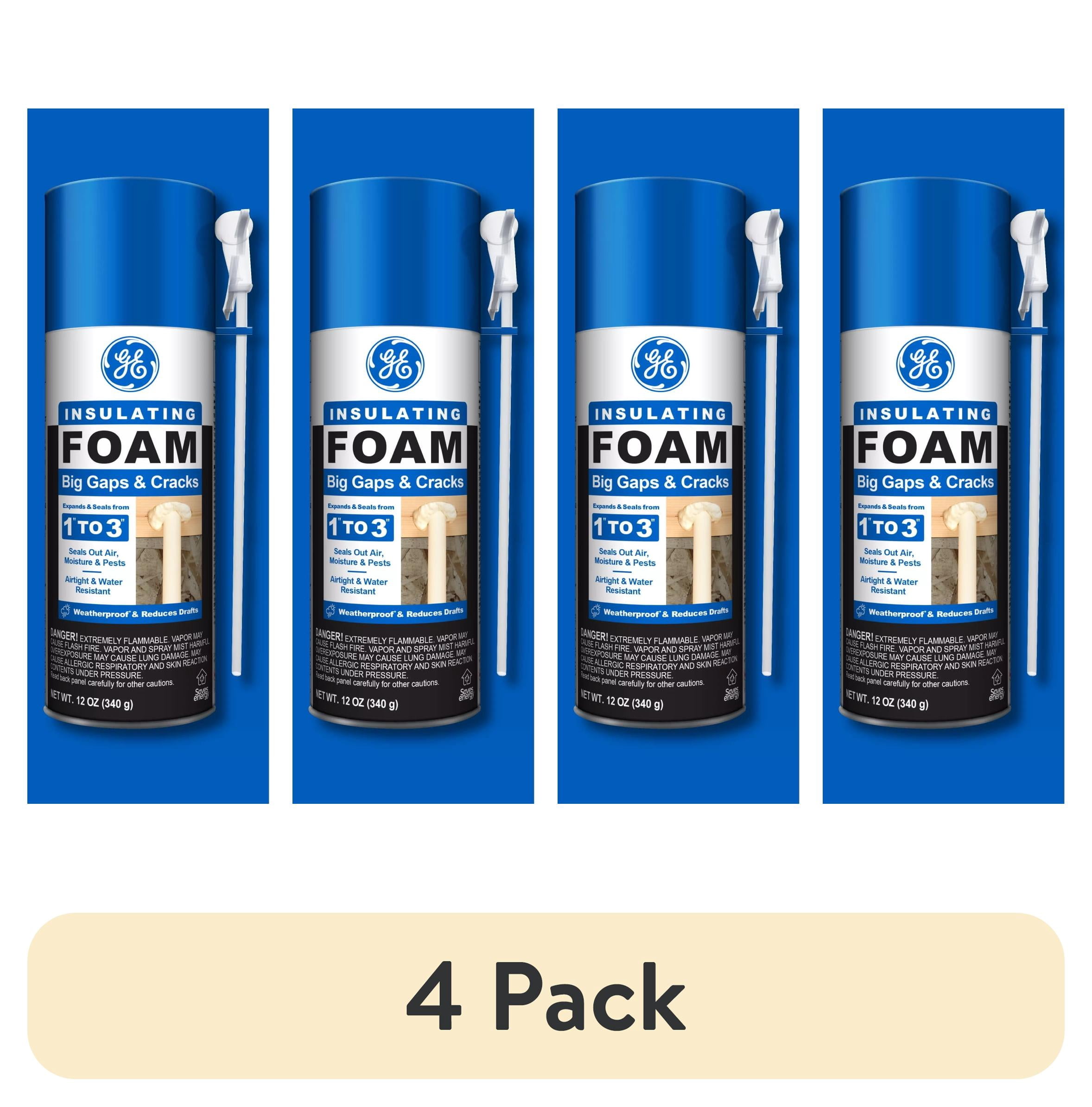 (4 pack) GE Big Gaps & Cracks Insulating Foam, Pack of 1, Yellow 12 oz Can
