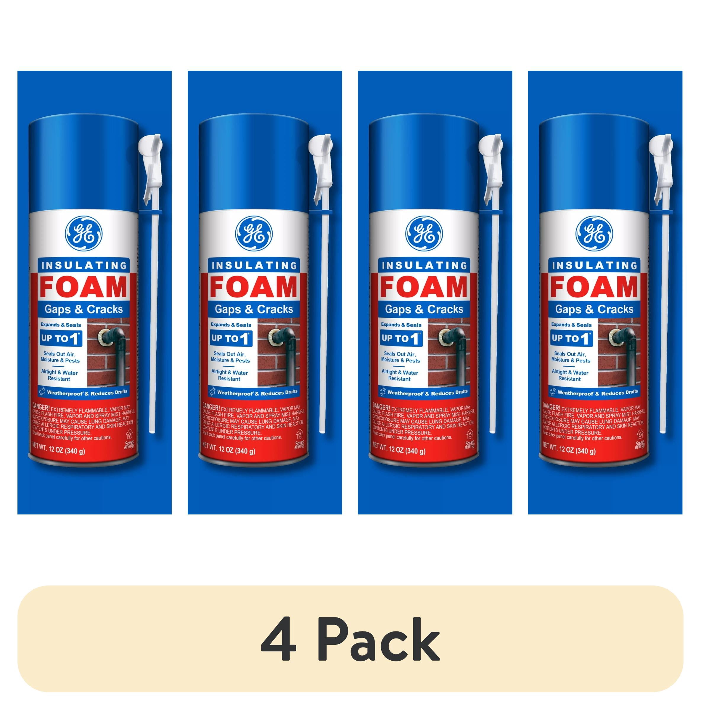 (4 pack) GE Gaps & Cracks Insulating Foam, Pack of 1, Yellow 12 oz Can