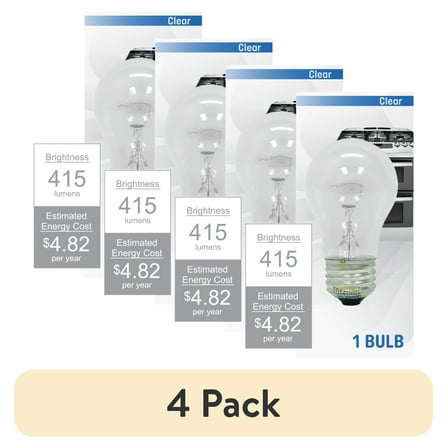 (4 pack) GE Incandescent Light Bulb, 40 Watt, Soft White, A15 Appliance Bulb, Medium Base, Clear Finish