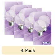 (4 pack) GE Incandescent Light Bulbs, 25 Watt, G16.5 Globe Bulbs, Medium Base, 2pk
