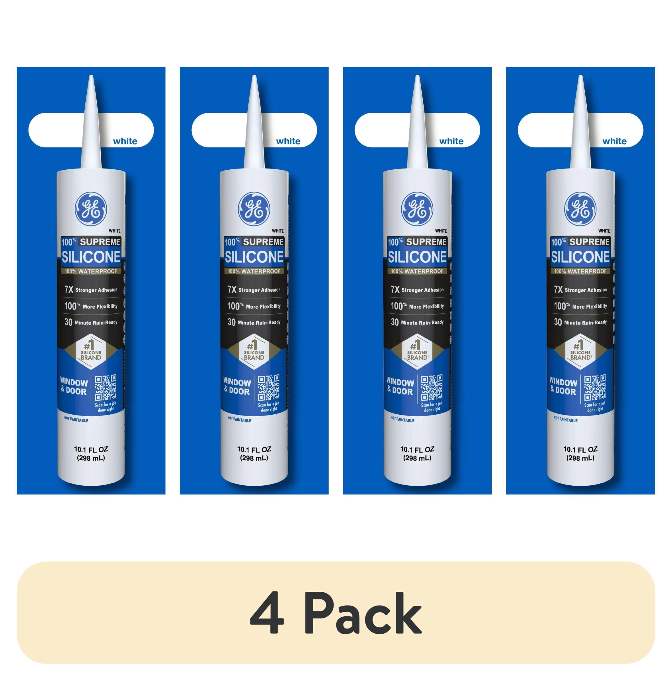 (4 pack) GE Supreme Silicone Window & Door Sealant, Pack of 1, White 10.1 fl oz Cartridge