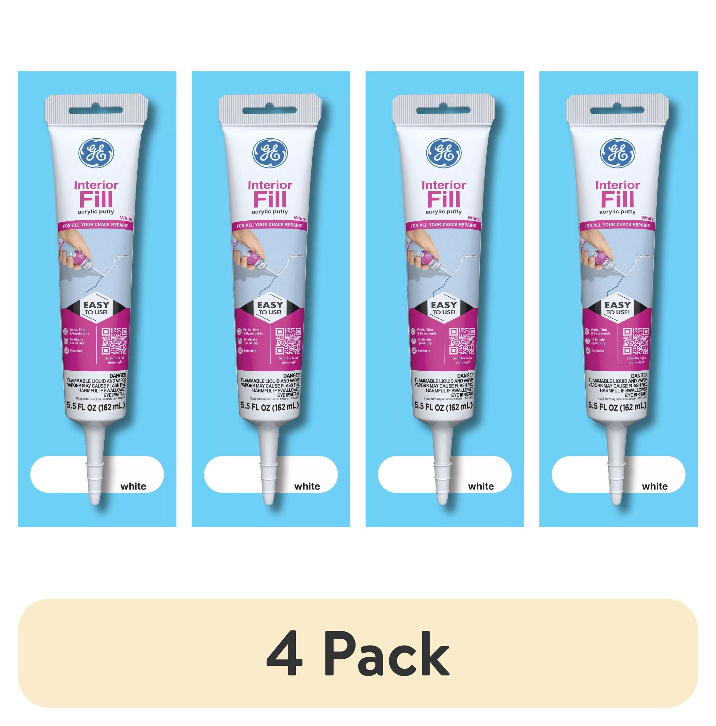 (4 pack) GE Interior Fill Wall Repair, Pack of 1, White 5.5 oz Tube