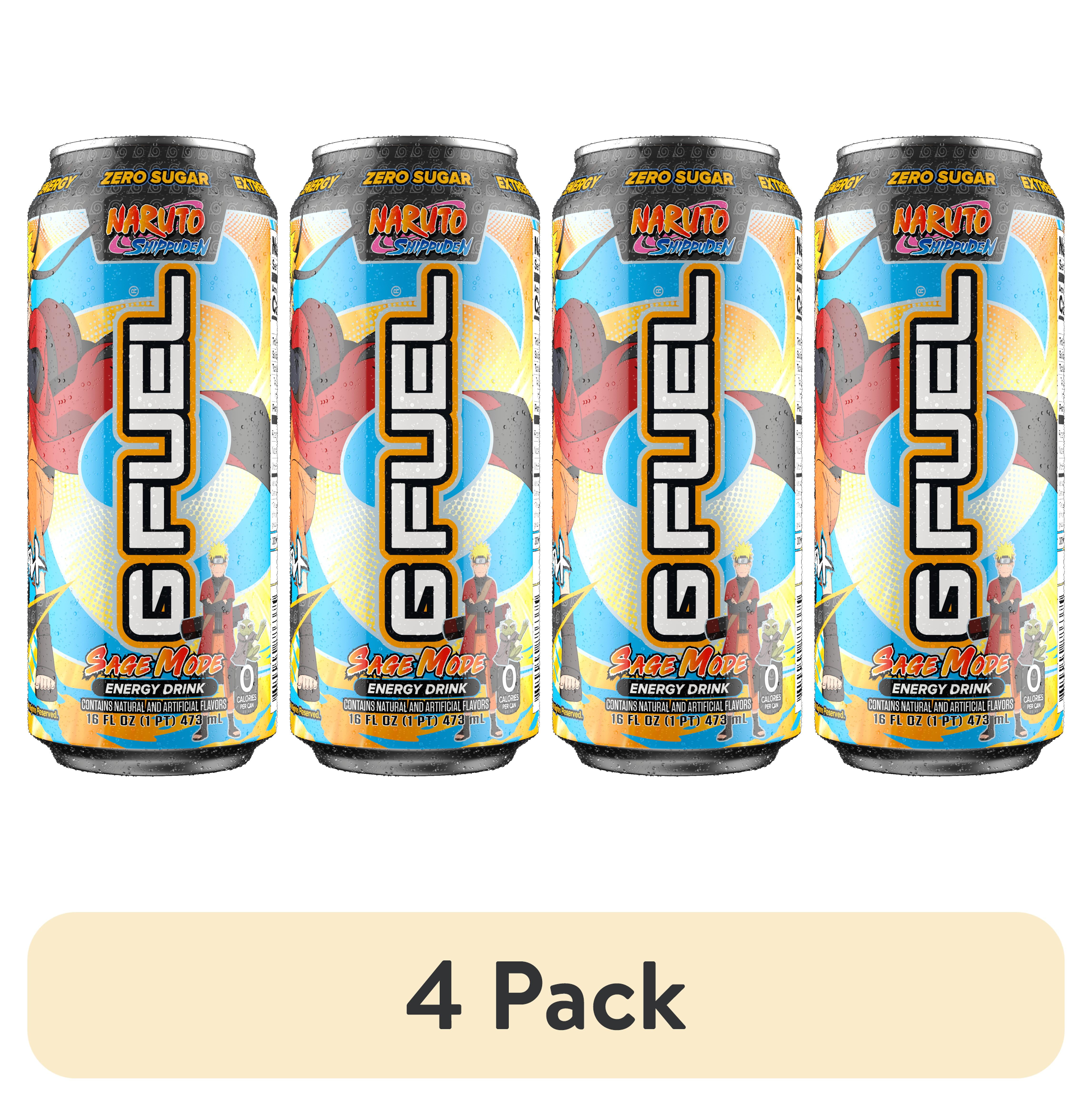 4 pack) GFUEL Naruto Sage Mode Sugar Free Energy Drink, 16 oz Can