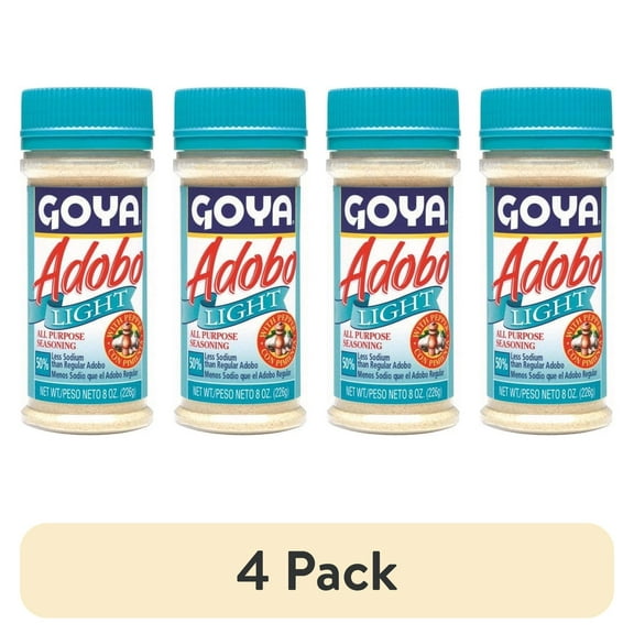 (4 pack) GOYA Adobo Light All Purpose Seasoning with Pepper, 8 oz