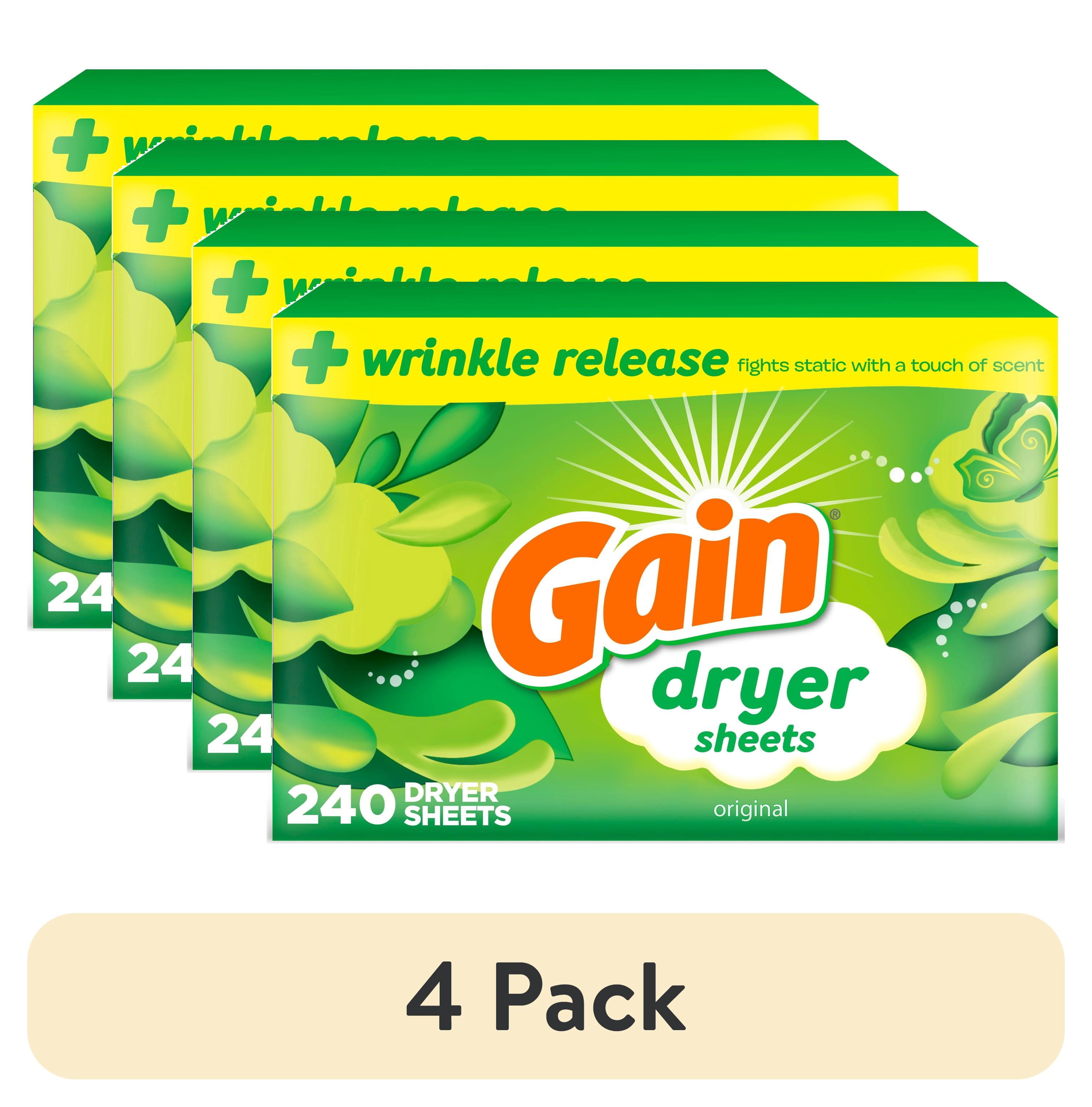(4 pack) Gain Dryer Sheets, Original Scent, 240 Count