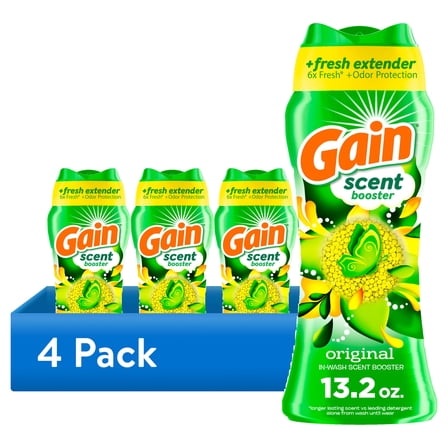 (4 pack) Gain Laundry Scent Beads, Fireworks In-Wash Scent Booster, Original Scent, 13.2oz