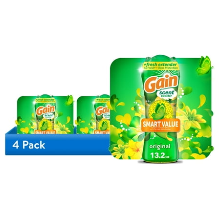 (4 pack) Gain Fireworks In-Wash Laundry Scent Booster Beads, Original Scent, 13.2 oz