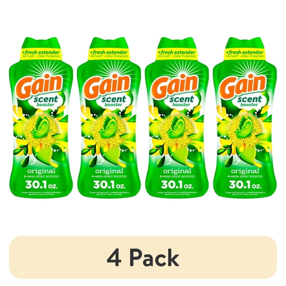 (4 pack) Gain Laundry Scent Beads, Fireworks In-Wash Scent Booster, Original Scent, 30.1oz