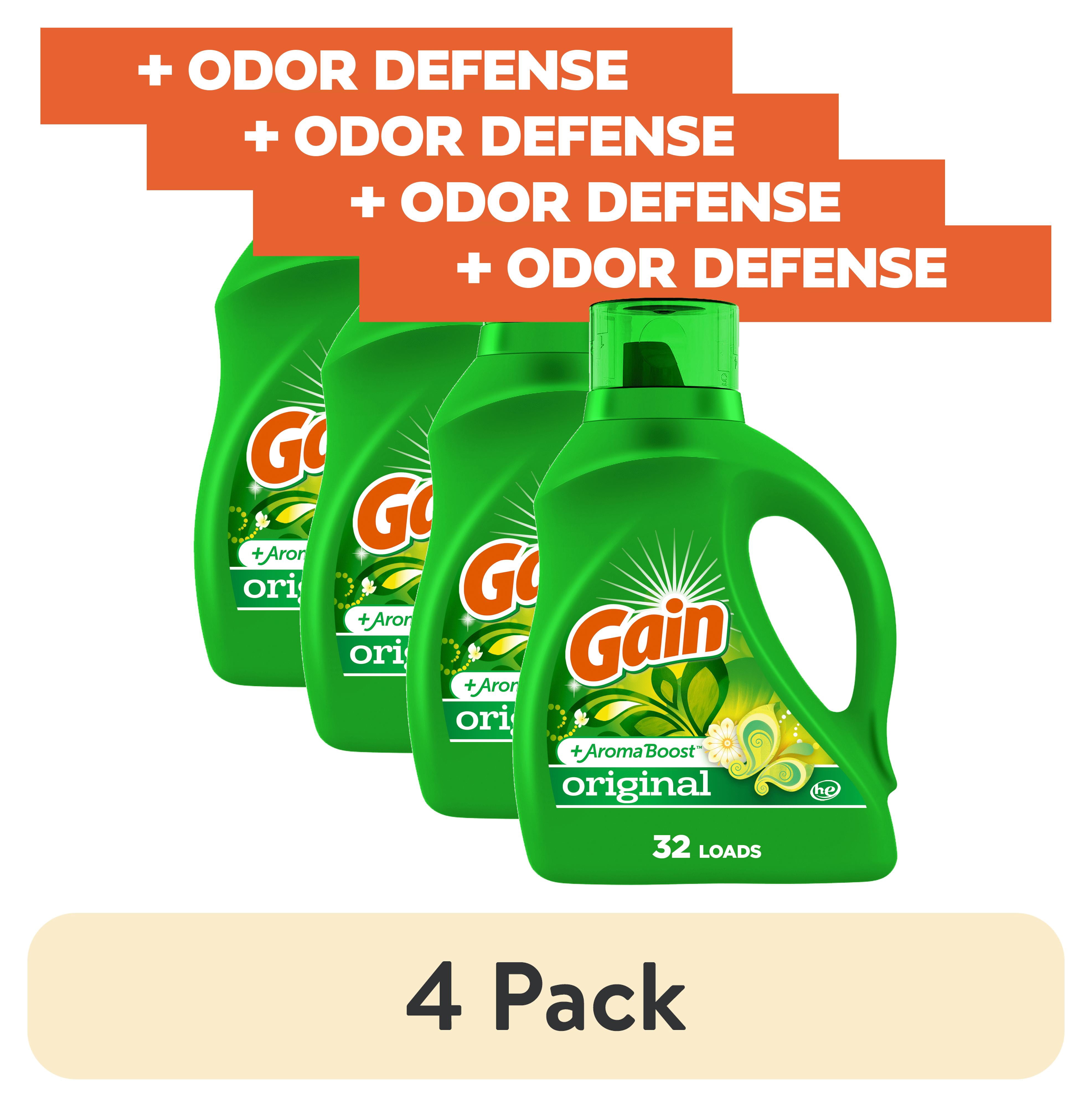 (4 pack) Gain Laundry Detergent Liquid with Odor Fighters, Original Scent, 46 fl oz, 32 Loads