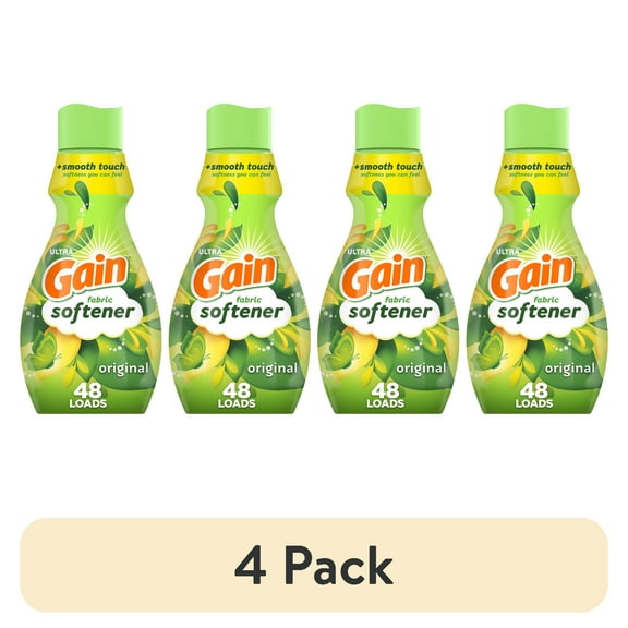 (4 pack) Gain Laundry Liquid Fabric Softener, Original Scent, Fabric Conditioner, 35 fl oz, 48 Loads
