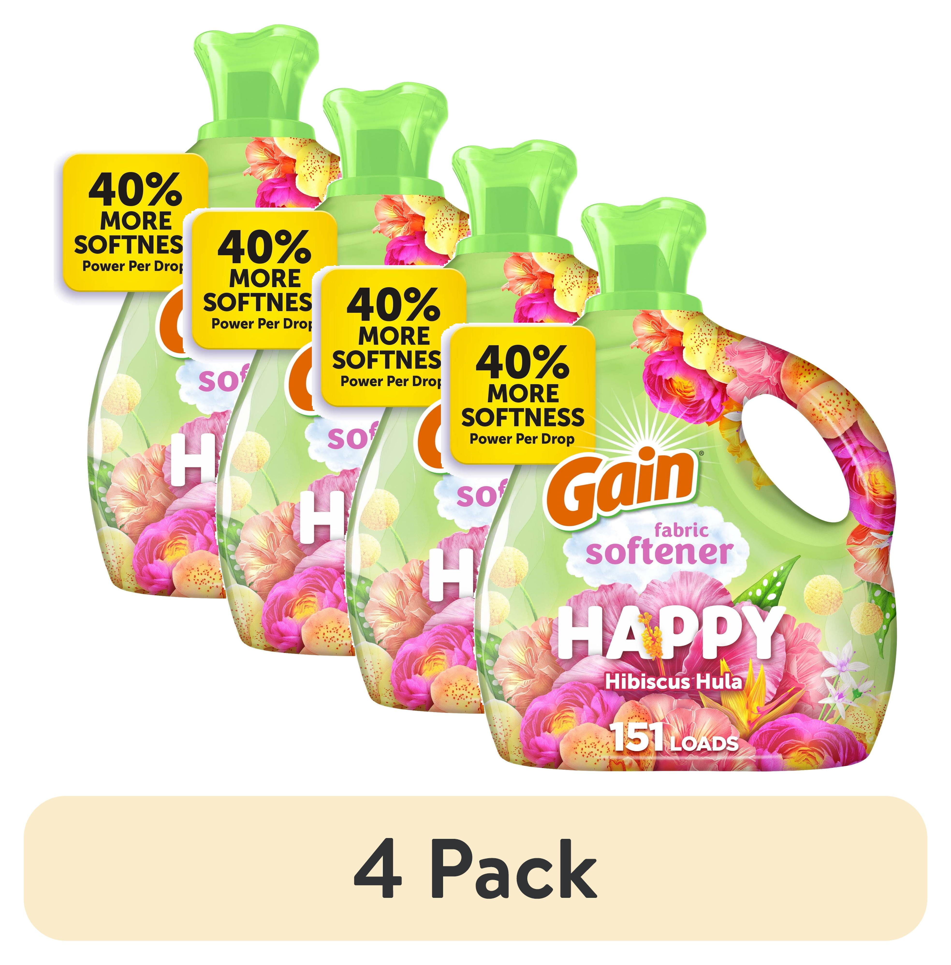 (4 pack) Gain Liquid Fabric Softener and Conditioner, Happy, Hibiscus Hula Scent, 101 fl oz, 151 Loads