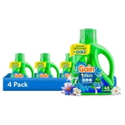4 pack Gain Plus Laundry Detergent Liquid, Now with Odor Defense + OXI, Waterfall Delight Scent, 60 fl oz, 45 Loads