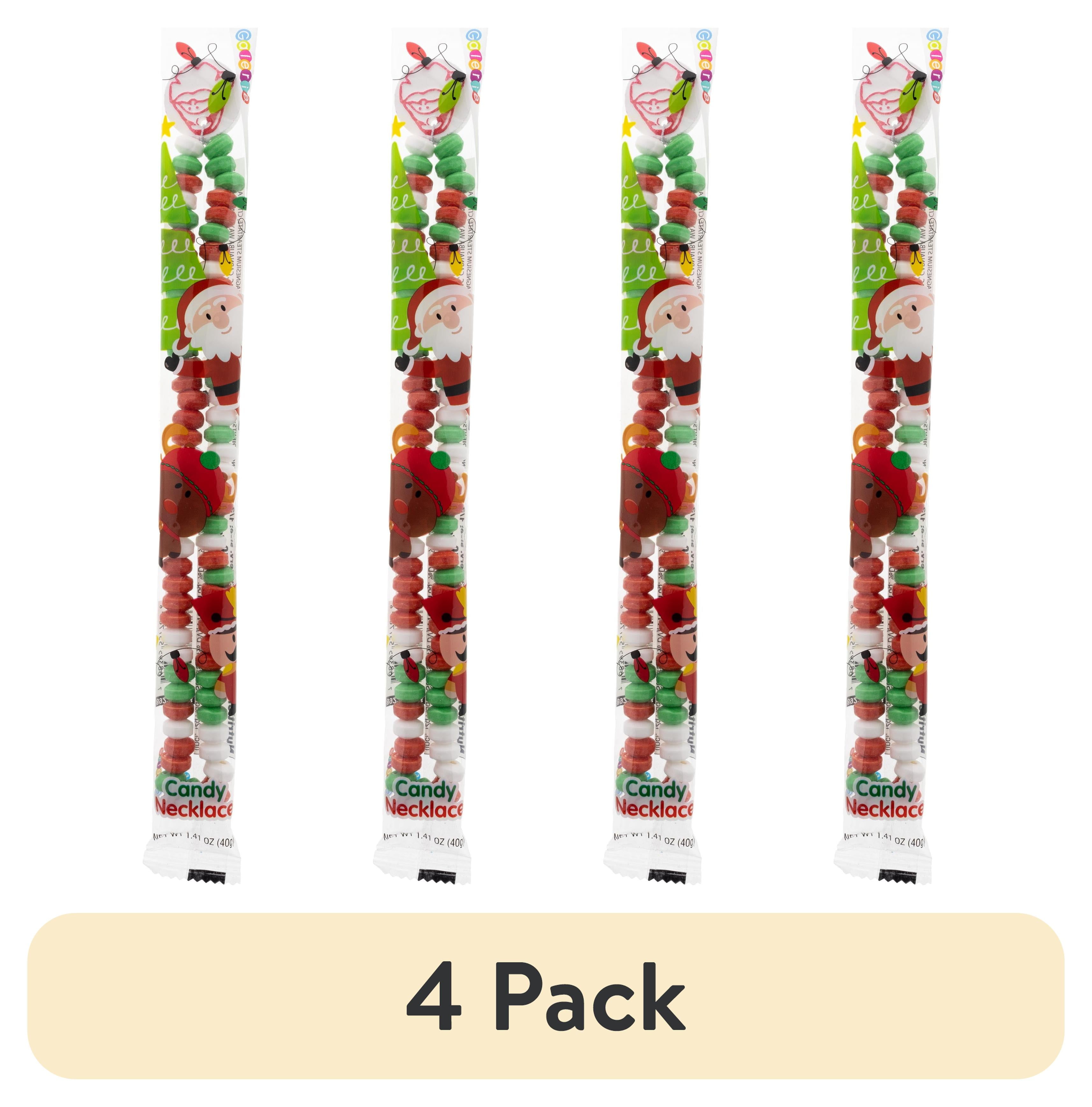 (4 pack) Galerie Christmas Santa Candy Necklace in Flow Bag, 1.41 oz