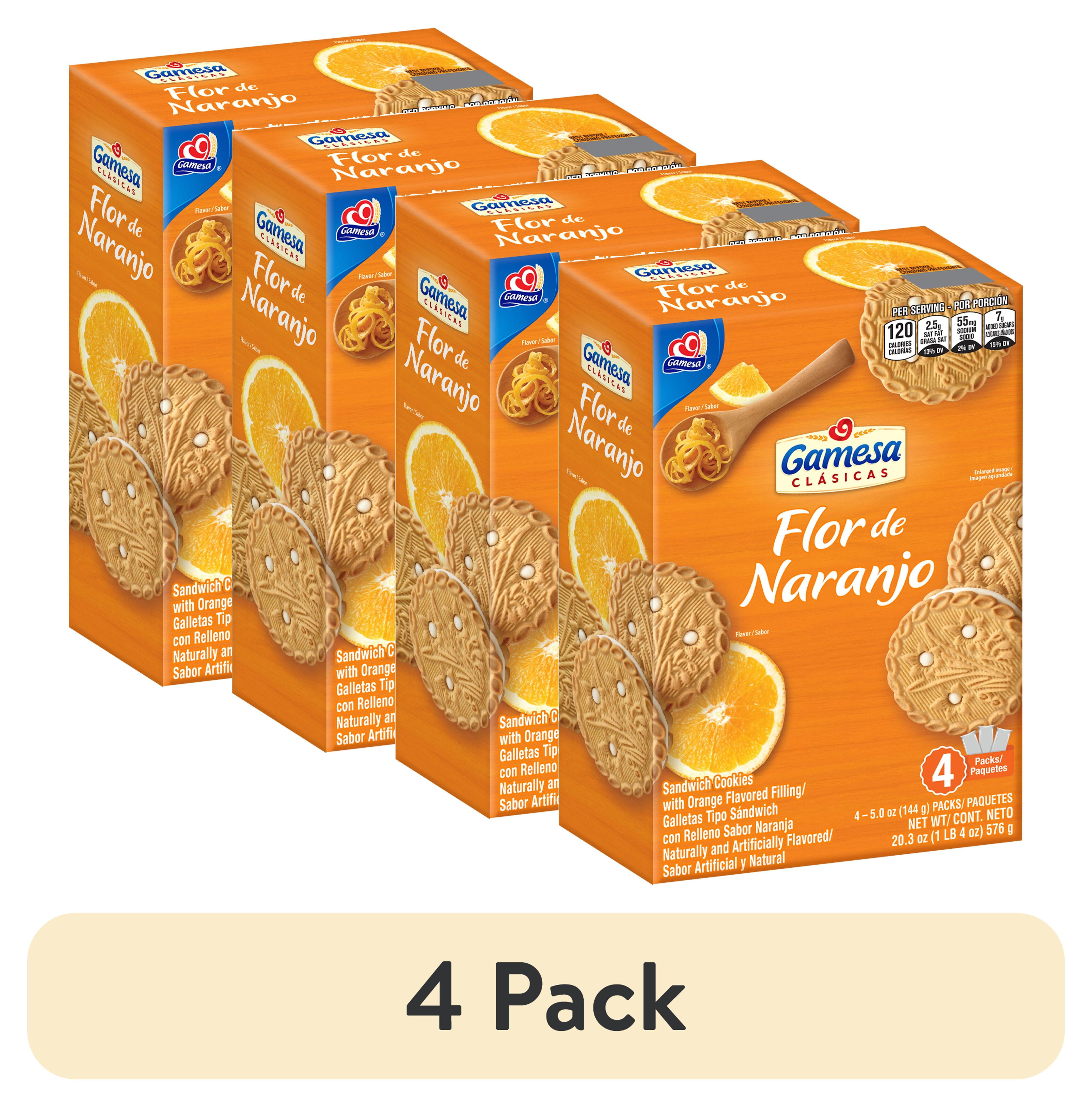 4 pack) Gamesa Classical Flor De Naranjo Cookies, Orange Flavor