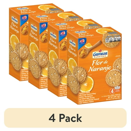 (4 pack) Gamesa Classical Flor De Naranjo Cookies, Orange Flavor, 20.3 oz Box, 1 Pack