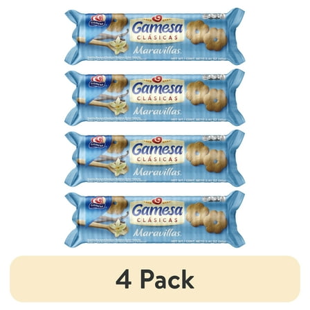 (4 pack) Gamesa Maravillas Cookies Vanilla Natural and Artificial Flavor, 3.45 oz (21 cookies)