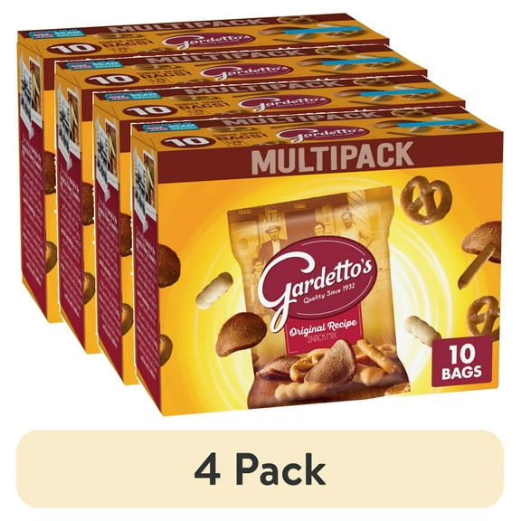 (4 pack) Gardetto's Original Recipe Snack Mix, Single Serve Bags Multipack, 10 Ct, 17.5 oz