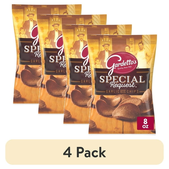(4 pack) Gardetto's Special Request Garlic Rye Chips, Snack Bag, 8 oz