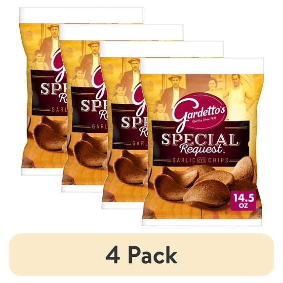 (4 pack) Gardetto's Special Request Garlic Rye Chips, Snack Bag, 14 oz
