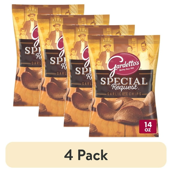 (4 pack) Gardetto's Special Request Garlic Rye Chips, Snack Bag, 14 oz