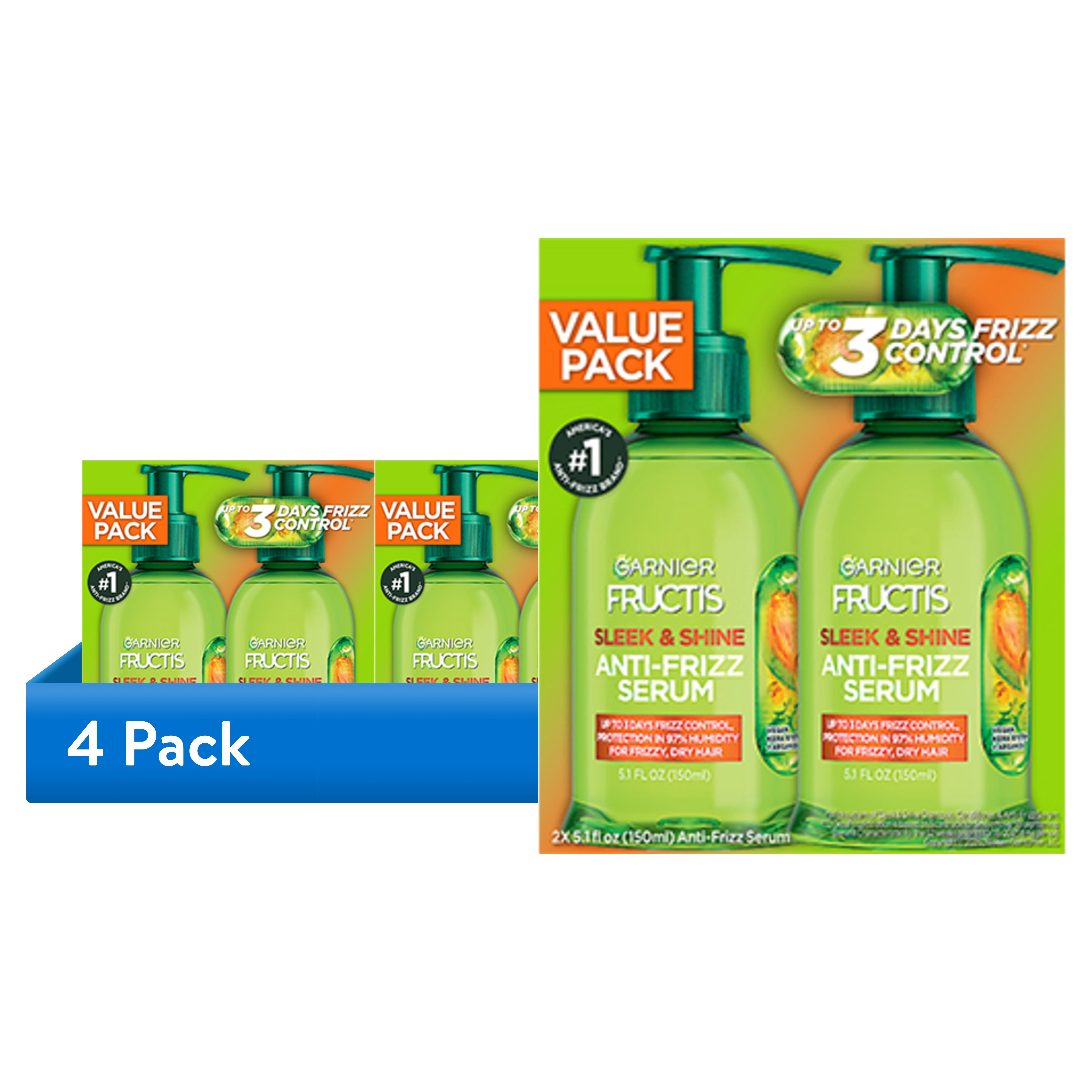 (4 pack) Garnier Fructis Sleek & Shine Anti-Frizz Hair Serum 5.1 fl oz, 2 Pack