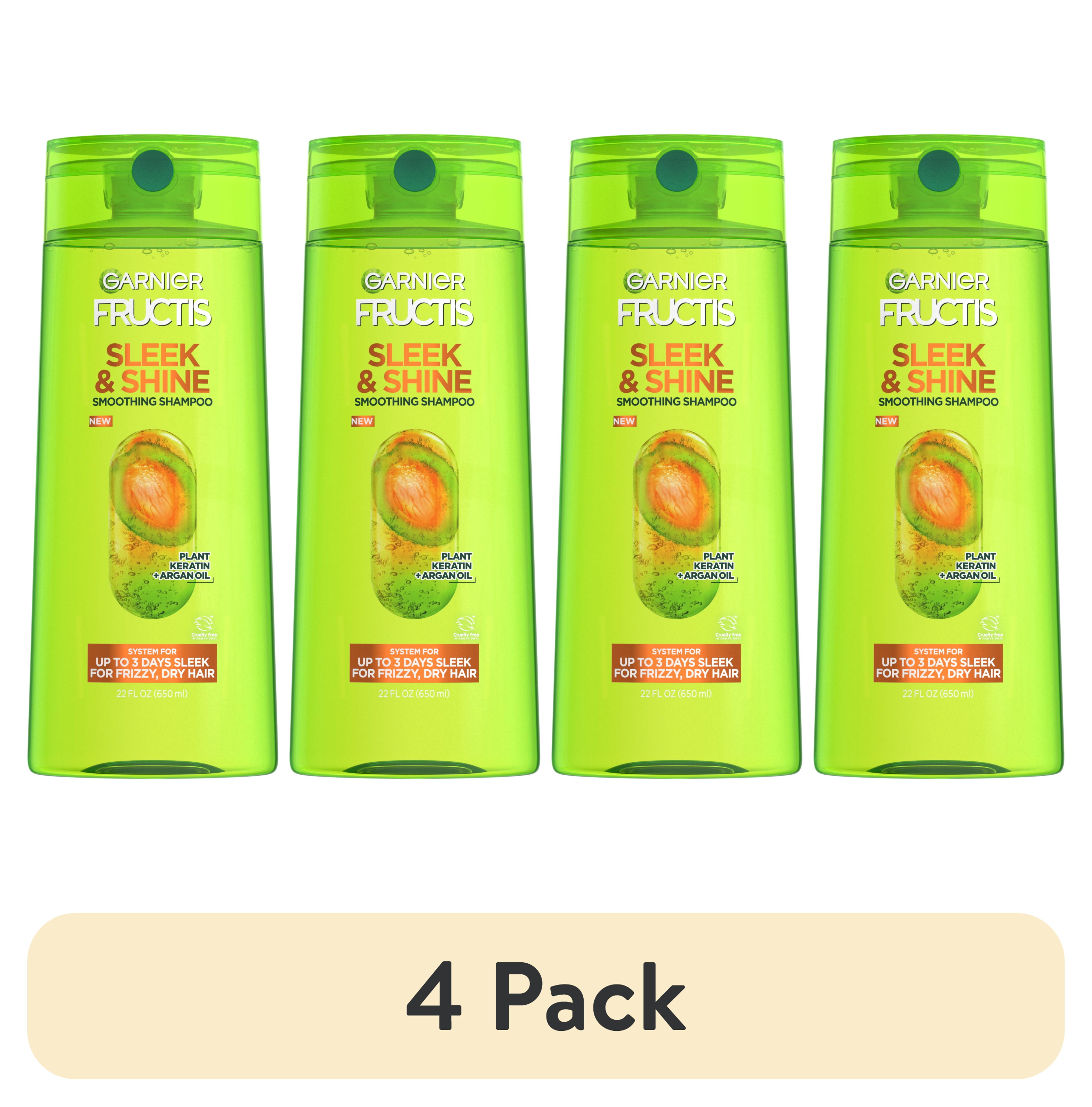 (4 pack) Garnier Fructis Sleek & Shine Shampoo, Frizzy, Dry, Unmanageable Hair, 22 fl. oz.