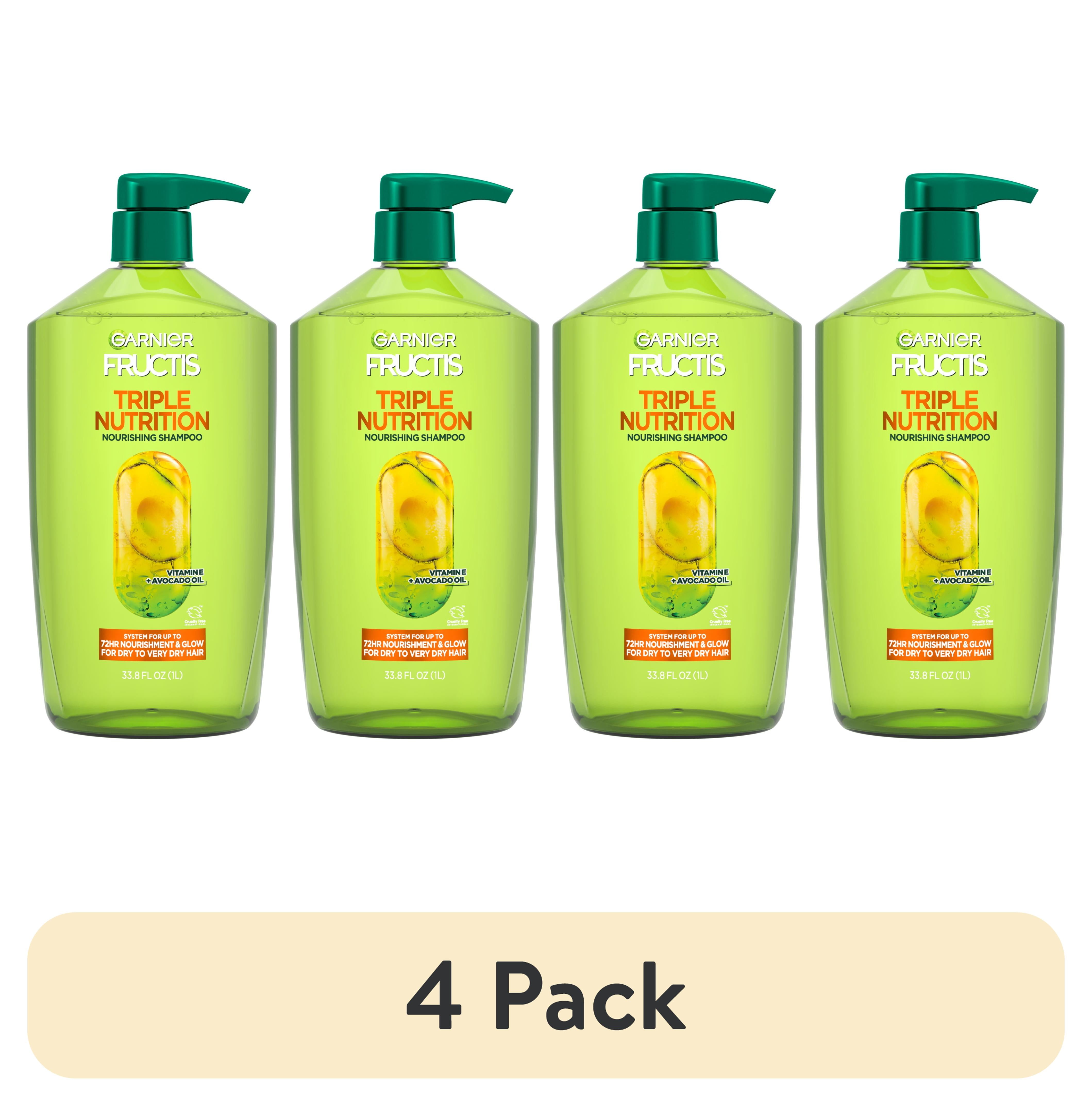 (4 pack) Garnier Fructis Triple Nutrition Nourishing Shampoo with Vitamin E, 33.8 fl oz