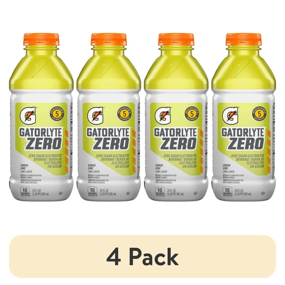 (4 pack) Gatorade Gatorlyte Zero Sugar, Lemon Lime Electrolyte Sports Drink, 20 fl oz Bottle