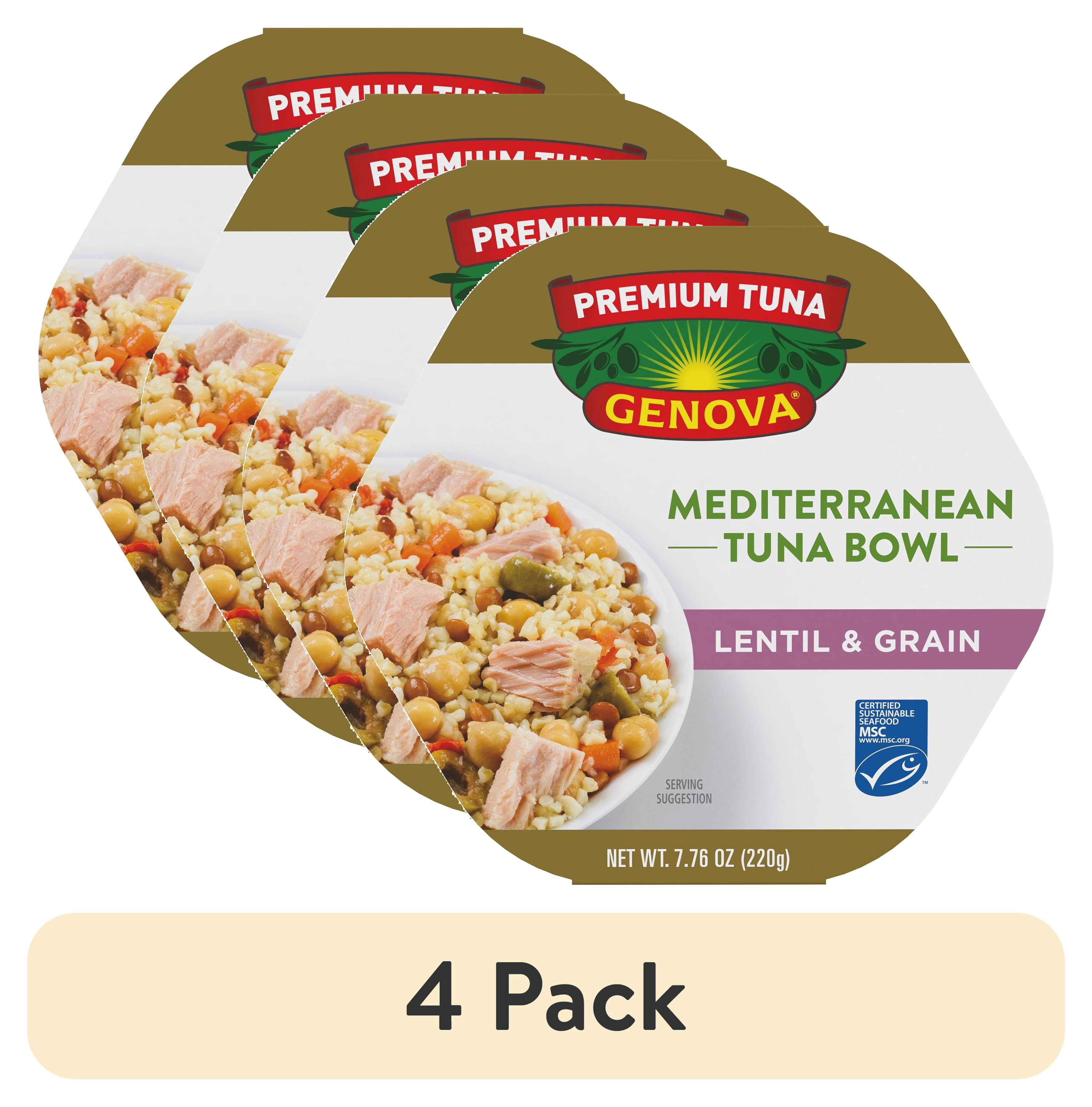 (4 pack) Genova Premium Tuna Mediterranean Lentil & Grain Salad Bowl 7.76 oz.