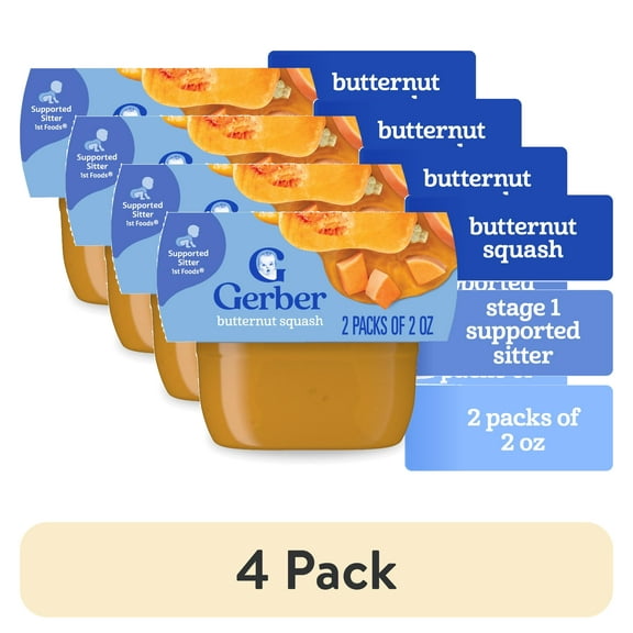 (4 pack) Gerber 1st Foods Natural for Baby Baby Food, Butternut Squash, 2 oz Tubs (2 Pack)