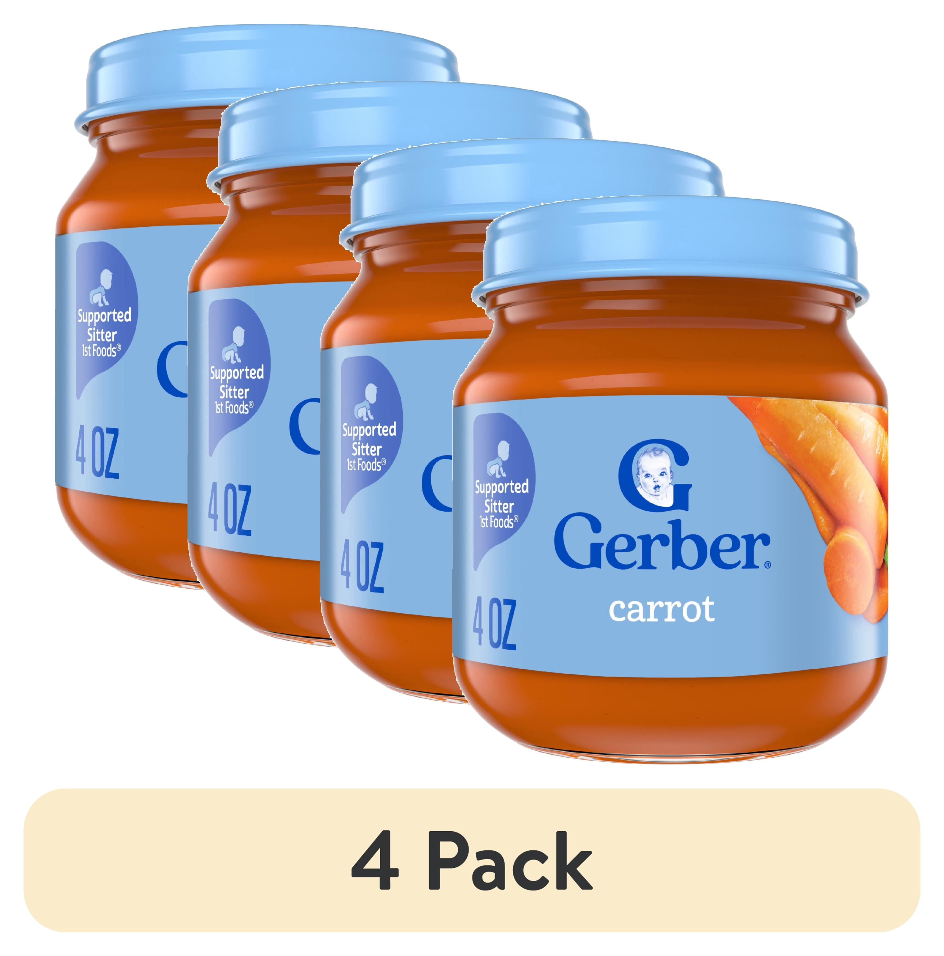 (4 pack) Gerber 1st Foods Natural for Baby Baby Food, Carrot, 4 oz Jar