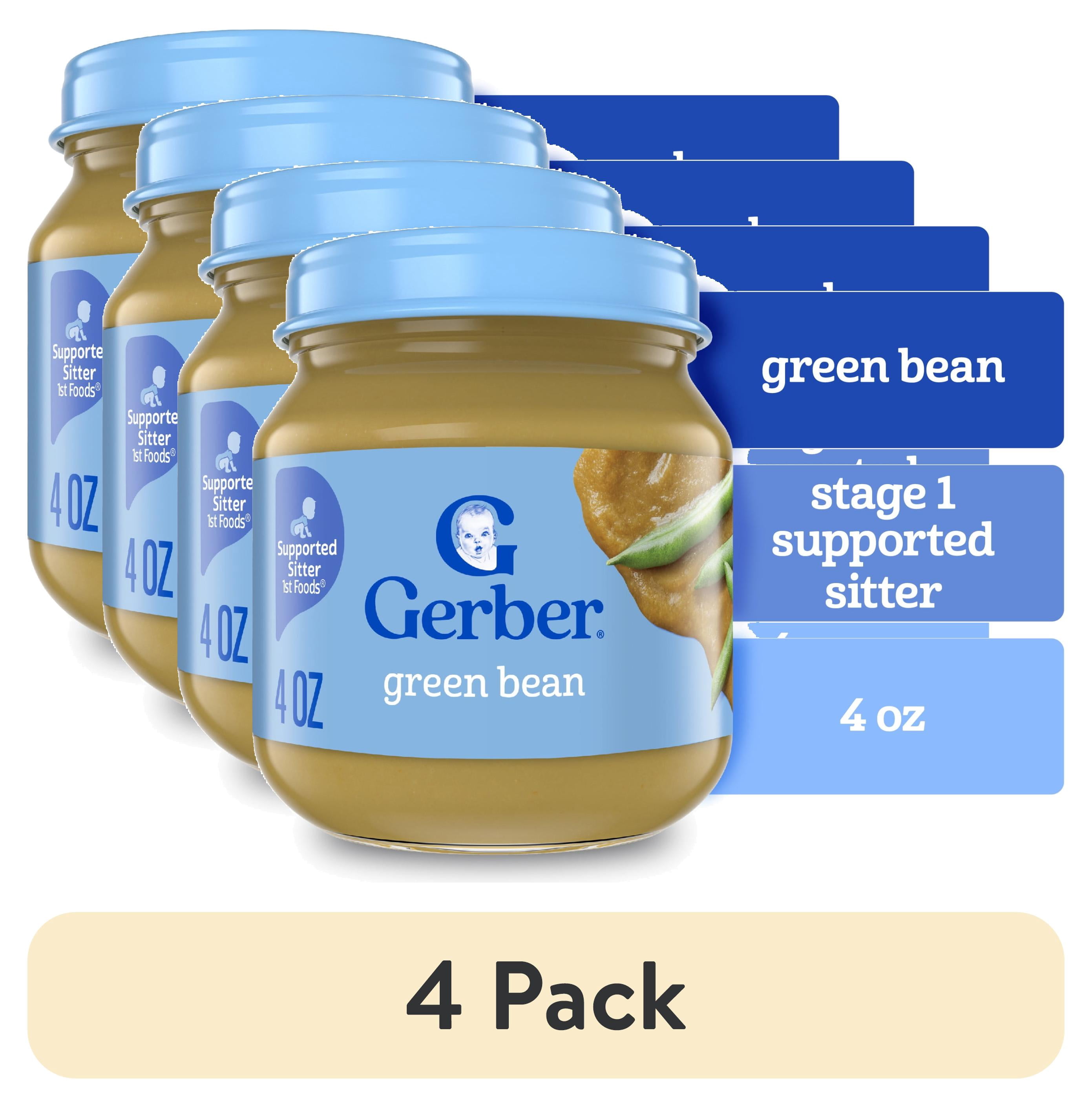 First Bean (4 pack) Gerber 1st Foods Natural for Baby Baby Food, Green Bean, 4 oz ...