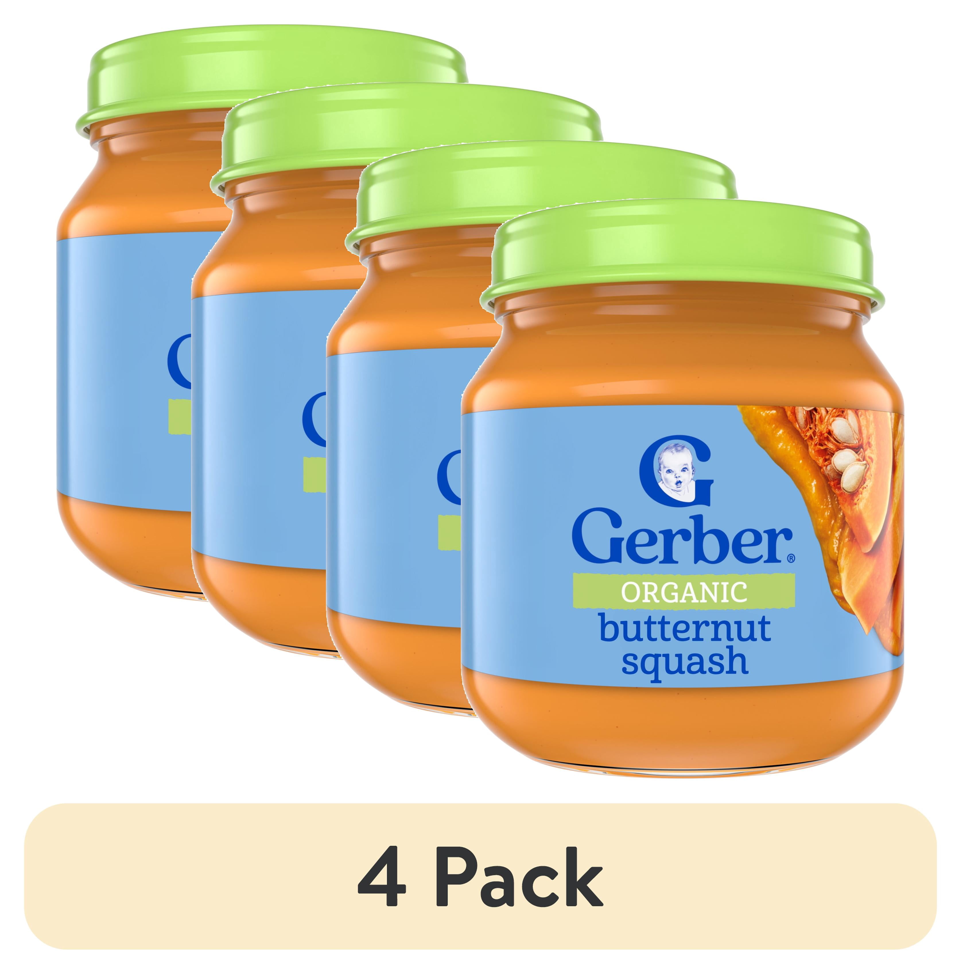 (4 pack) Gerber Organic Stage 1 Baby Food Puree, Butternut Squash, 4 oz Jar